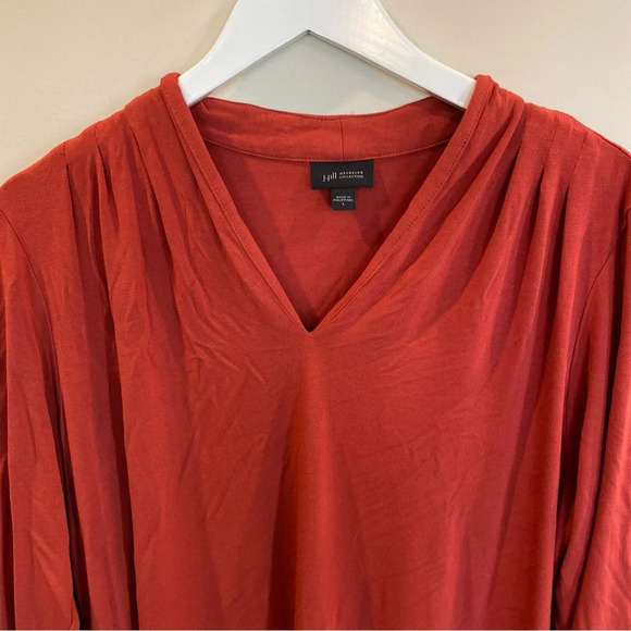 J Jill Everywear Collection V Neck Red Large 3/4 Sleeve - Picture 2 of 4